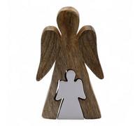 White Enamel Mango Wood Angel Figurine - Spiritual Gift & Home Decor