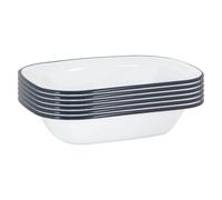 Argon Tableware 16 x 12cm White Enamel Pie Dishes - Navy - 6X Classic Pressed Steel Baking Tin, Non-Stick Enamel Oven Dish, Lightweight & Durable Camping Cookware, Rustic Country Kitchen Bakeware