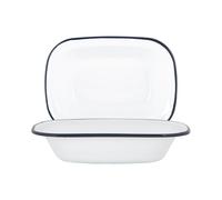 White Enamel Pie Dishes - 25.5cm - Navy - Pack of 2