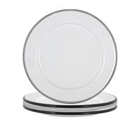 Argon Tableware Enamel Side Plates - 20cm - Pack of 4 - Black/Grey Dining Plates Lightweight Small Dinner Dish for Appetisers, Starters, Mains, Sides, Desserts