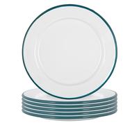 Argon Tableware White Enamel Side Plates - 20Cm - Green - Pack Of 6