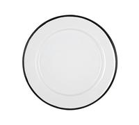 Argon Tableware Enamel Side Plates - 20cm (8inch) - Black - Set of 6 Small Dish Coloured Rim Dessert Plates Metal Enamel Tableware Dinner Set for Kitchen, Dining, Serving, Camping & Outdoor Use