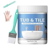 White Enamel Touch Up Paint,Bathtub and Tile Paint,Bath P/aint Gloss White,White Repair P/aint for Scratches,Waterproof Bathroom Tile Pai/nt with Brush Stirring Rods&Gloves,Ceramic Pai/nt,300g