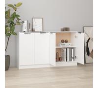 White Engineered Wood Sideboards 2pcs, 60x30x70 cm Modern Storage Units Cabinets