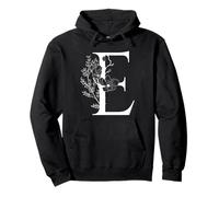 White English Alphabet Letter E Monogram Initial Black Pullover Hoodie