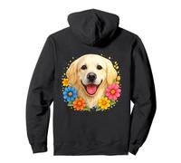 White English Cream Golden Retriever Colorful Spring Flowers Pullover Hoodie