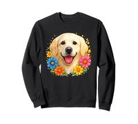 White English Cream Golden Retriever Colorful Spring Flowers Sweatshirt