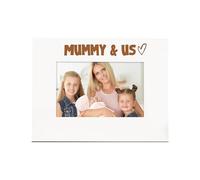 White Engraved Mummy & Us Heart Photo Frame Gift Landscape