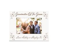 White Engraved Personalised Grandmother Of The Groom Photo Frame Gift