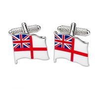 White Ensign Cufflinks for Men - Onyx Art CK2038 British Royal Navy Flag Union Jack and St George's Cross Formal Shirt Accessories, Gift for Him, in Premier Life Packaging