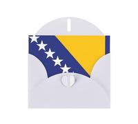 White Envelope Greeting Cards With Unique Flag Of Bosnia And Herzegovina Pattern For Write Down Your Blessings For Various Holidays