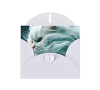 White Envelope Greeting Cards With Unique Mystic Kitten Pattern For Write Down Your Blessings For Various Holidays