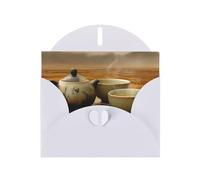 White Envelope Greeting Cards With Unique Serene Sip Pattern For Write Down Your Blessings For Various Holidays