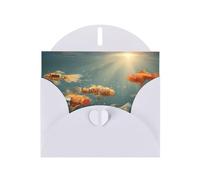 White Envelope Greeting Cards With Unique Strange Little Fish Pattern For Write Down Your Blessings For Various Holidays