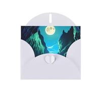 White Envelope Greeting Cards With Unique Water Moon Cave Pattern For Write Down Your Blessings For Various Holidays