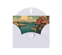 White Envelope Greeting Cards With Unique Whispering Cove Pattern For Write Down Your Blessings For Various Holidays