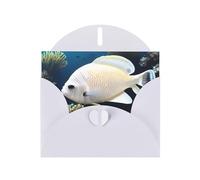 White Envelope Greeting Cards With Unique White-Golden Fish Pattern For Write Down Your Blessings For Various Holidays