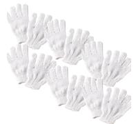 White Exfoliating Gloves (6 Pairs, 12 Pack) - Premium Body Scrub Mitts for Shower, Bath & Spa - Deep Exfoliation Dead Skin Remover & Fake Tan Eraser - Textured Shower Washcloths