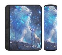 White Exotic Male Lion 2 pcs carseat Strap pad, Stop seat Belt Cutting into Neck, seat Belt Covers for Women for Truck