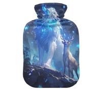 White Exotic Male Lion Cute hot Water Bottle with Soft Cover, 2L Water Bottle Bag for Menstrual Cramps, Menstrual Cramps