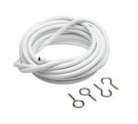 White Expanding Curtain Wire Window Cord Expandable with Free Hooks & Fish Eyes 144"