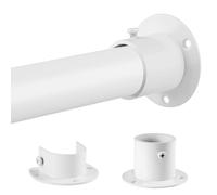 White Extendable Wardrobe Rod 74-250cm, Adjustable Hanging Clothes Rail with End Sockets & Screws, Round Wardrobe Rail Heavy Duty for Closet,Diameter 32mm