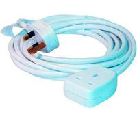 White Extension Lead Nylon 3Pin Plug, 1Gang, 5M, 13AMP, 240V Pack Qty 1