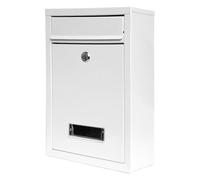 White External Mail Box Wall Mounted Outdoor Post Box Metal Letterbox for Outside Wall with Letter Collection Flap - Galvanised Steel with Powder-Coated Finish - Mounting Accessories Included