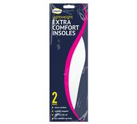 White Extra Comfort Foam Insoles, 2 Pairs - Lightweight, One Size Fits All, Ideal Shoe Support