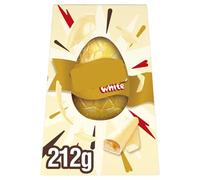 White Extra Large Easter Egg 212g - Extra Large Hollow Milk Chocolate Egg - an Eggs-ellent Easter Treat for Kids - Contains: 1 x Hollow White Chocolate Egg, 2 x White Bars