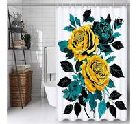 White Extra Long Shower Curtain 200x300 cm Rose Shower Curtains for Bathroom With 12 Hooks, Waterproof Polyester Fabric Bathtub Curtain, Washable, Quick Dry, for Wet Room, Showerstall, Bath Tub -ly638