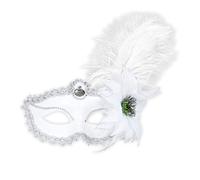 White Eyemask withRose & Feathers Vanity Star Masks Eyemasks & Disguises for Masquerade Fancy Dress Costume Accessory