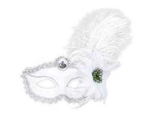 White Eyemask withRose & Feathers Vanity Star Masks Eyemasks & Disguises for Masquerade Fancy Dress Costume Accessory