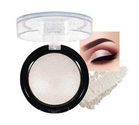 White Eyeshadow, Single Glitter Eye Shadow Pallets for Women, Highly Pigmented Long Lasting Metallic Shimmering Baked Eye Shadows Highlighter Powder, Gift for Women & Girls