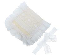 White Fabric Book Sleeve with Lace Bow Tie Adjustable Protective Cover
