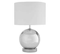 Interiors by Premier Table Lamp Naomi Glass Base Silver/White H:47cm
