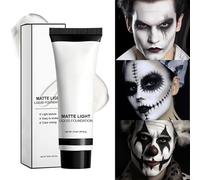 White Face Paint - 37ml | Long-lasting Liquid Foundation | Clown White Cream | Smudge-Proof Face Paint | Makeup For Halloween, Theatre Performance Christmas, Cosplay & Party Use