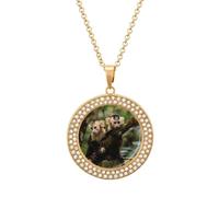 White Faced Capuchin Monkeys Women's Necklaces Round Long Alloy Pendant Necklace Minimalist Tiny Jewelry Gift Golden-style