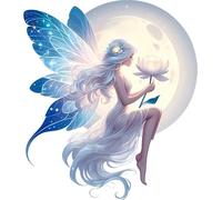 White Fairy Holding Flower Vinyl Decal Stickers, Cover Mark, Moon, 20cm 7cm