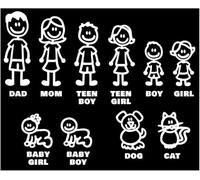 White Family Stickers for Cars, Car Sticker I Love My Family Car Bling Stickers and Decals, Pet Cat Dog Animal, Decal for Car Window Phone Notebook Decorative Cars Walls Exterior Accessories