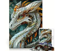 White Fantasy Dragon Beast 1000 Pieces Jigsaw Puzzles for Teenagers Think Training Mindful Escape Defined Edges Seasonal Gift (50x75cm)
