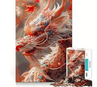 White Fantasy Dragon Jigsaw Puzzle 1000 Think Boost Game Tight Lock No Loose Pieces Interactive Brain Challenge for Home (38x26cm)