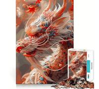 White Fantasy Dragon Jigsaw Puzzles for Adults 1000 Mind Boost Game Uniform Size Precise Pieces Travel-friendly Brain Game Gift (50x75cm)