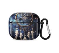 White Fantasy Dream Catcher Bluetooth Earbuds Case Cover Full Body Shockproof Protection Hard Case Support Wireless Charging with Keychain Personalized Gift for AirPods 3