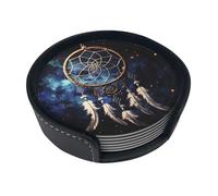 White Fantasy Dream Catcher Coasters For Drinks Set Of 6 Leather Tea Cup Coaster Drink Coasters For Cup Kitchen Bar Home Decor Housewarming Gift