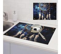 White fantasy dream catcher Dish Drying Mat for Kitchen Counter Super Absorbent Microfiber Drainer Mats Large Size Dish Drying Pad Quick Drying Dish Rack Pad 18"x 24"