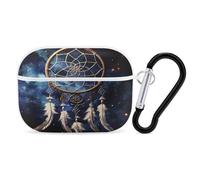 White Fantasy Dream Catcher Earbuds Organizer Shockproof Protective Airpods Pro Cover with Carabiner Clip Anti Fall Carrying Earphone Case Cover for Airpods Pro 2nd Generation White