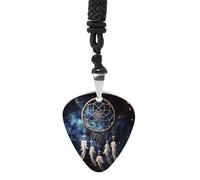White Fantasy Dream Catcher Guitar Pick Necklace Exquisite Cool Pendant Necklaces Titanium Steel Personalized Necklaces Fashion Guitar Pick Holder Necklace Unisex Unique Gifts