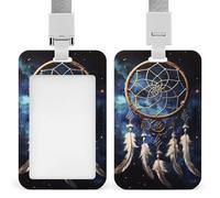 White Fantasy Dream Catcher ID Badge Holder Retractable with Breakaway Lanyard, Waterproof Bank Card Clips, Badges Name Tags Vertical Card Protector Case, for Worker Nurse