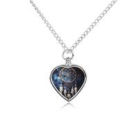 White Fantasy Dream Catcher Pet Cremation Jewelry for Ashes Waterproof Urn Necklace with Filling Kit Heart Pendant Ash Necklace Memorial Keepsake Jewelry Custom Sympathy Gift for Dog Cat Human Ashes